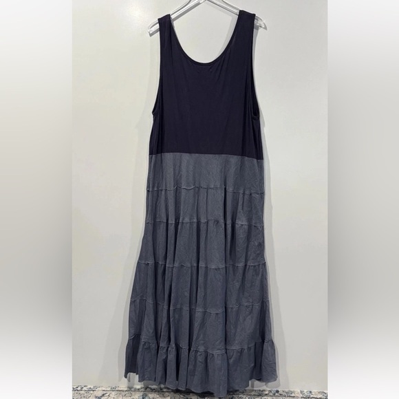 Chelsea & Theodore Womens Blue Chambray Tiered Maxi Dress Plus Size 2X - Picture 3 of 6